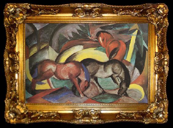 framed  Franz Marc Three Horses (mk34), ta009-2
